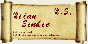 Milan Sinkić vizit kartica